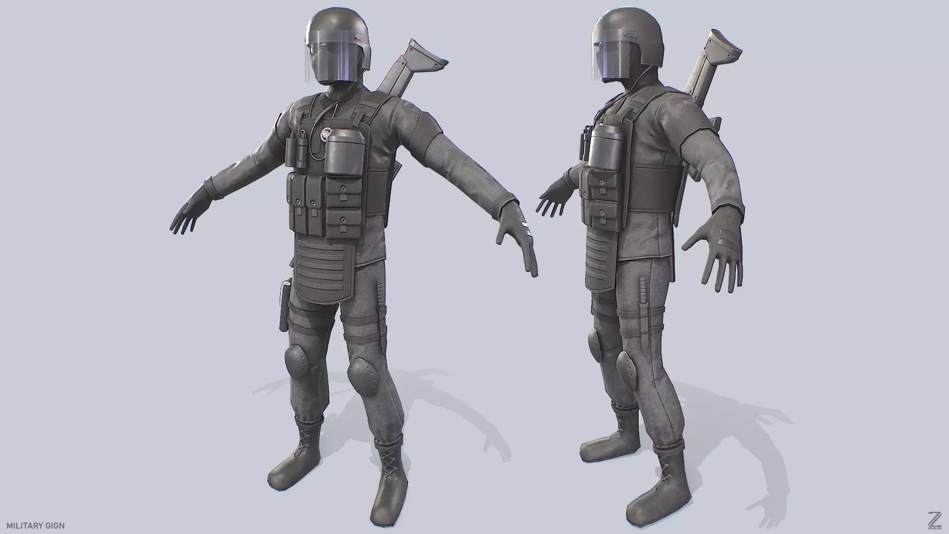 Military GIGN Low-poly 3D model_0