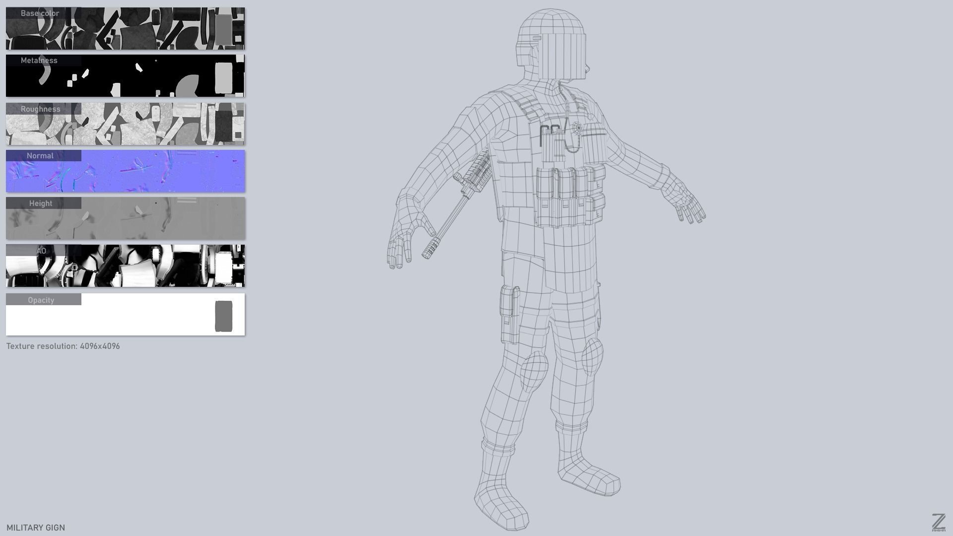 Military GIGN Low-poly 3D model_3