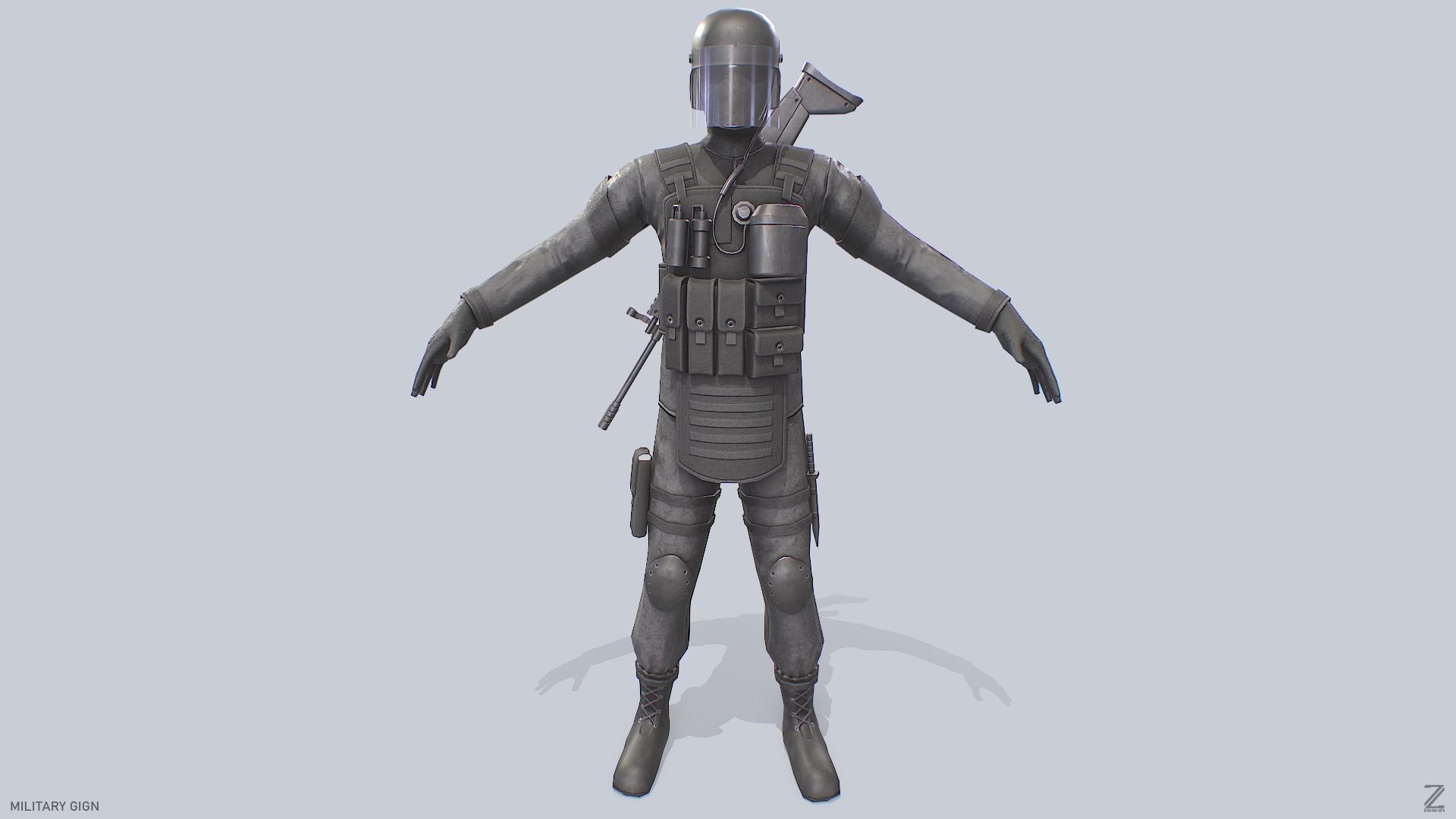 Military GIGN Low-poly 3D model_2