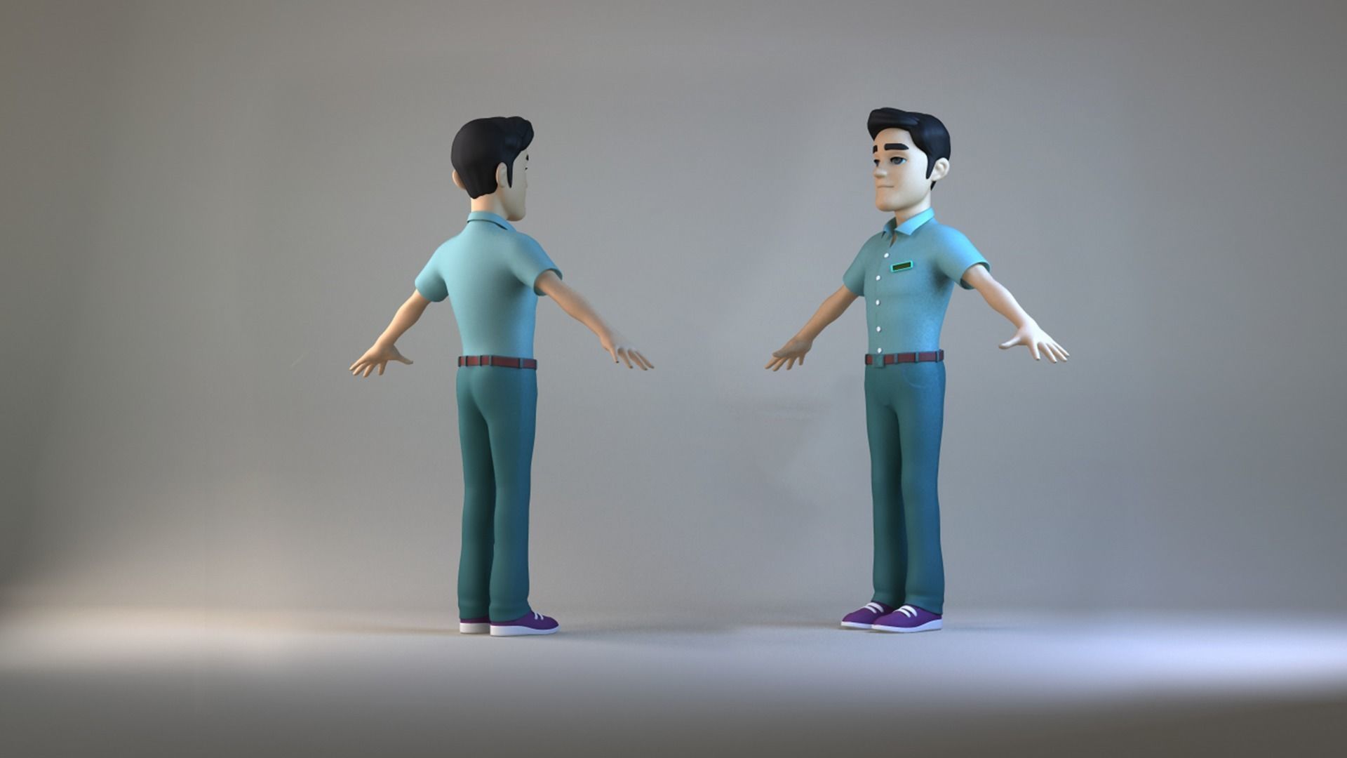 Cartoon boss bearded man suit man animated character 3D model_5