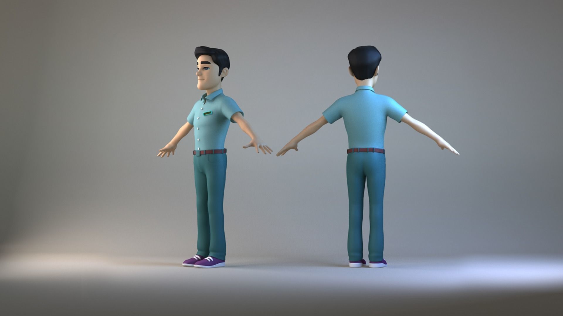 Cartoon boss bearded man suit man animated character 3D model_4