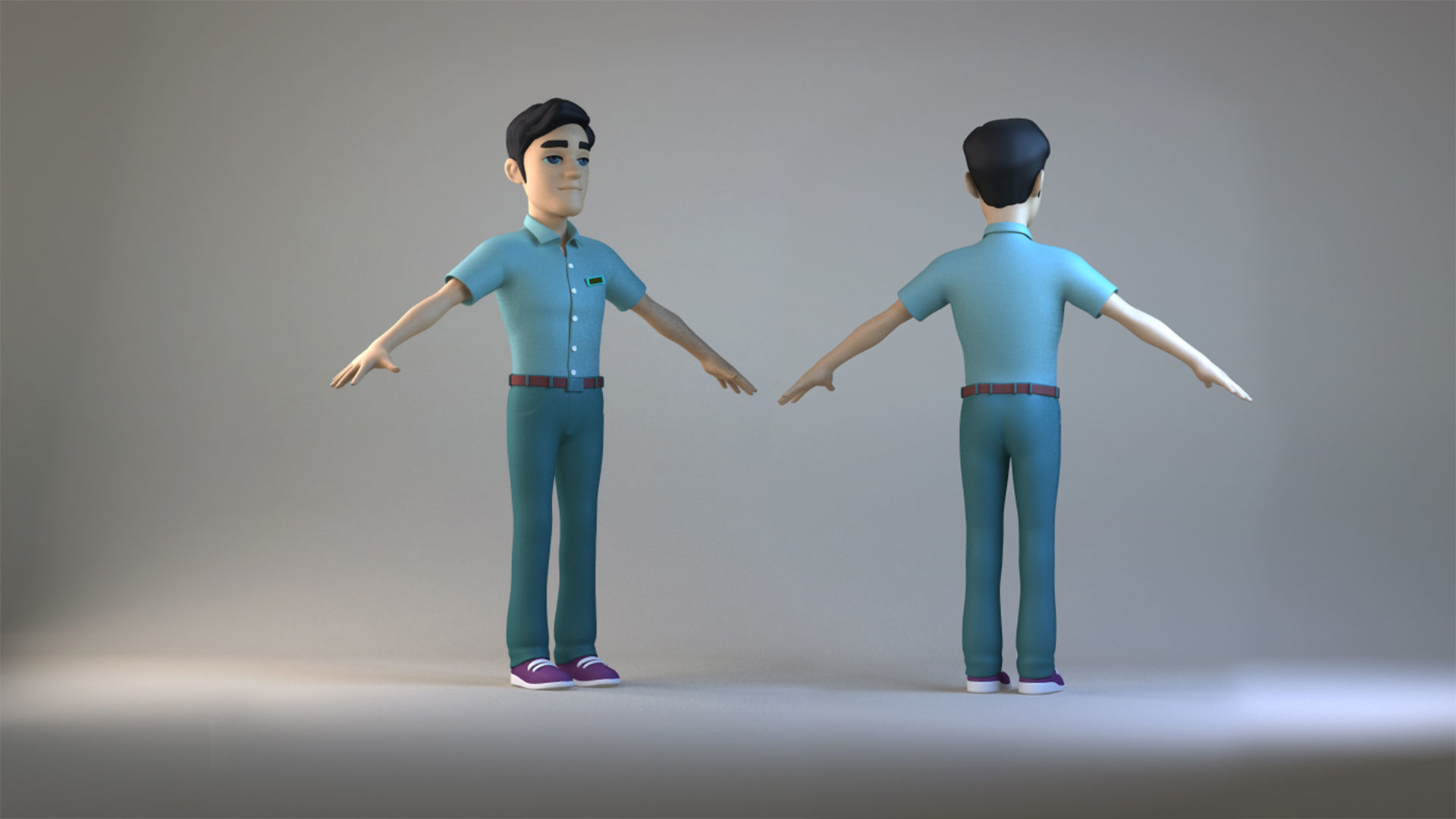 Cartoon boss bearded man suit man animated character 3D model_1