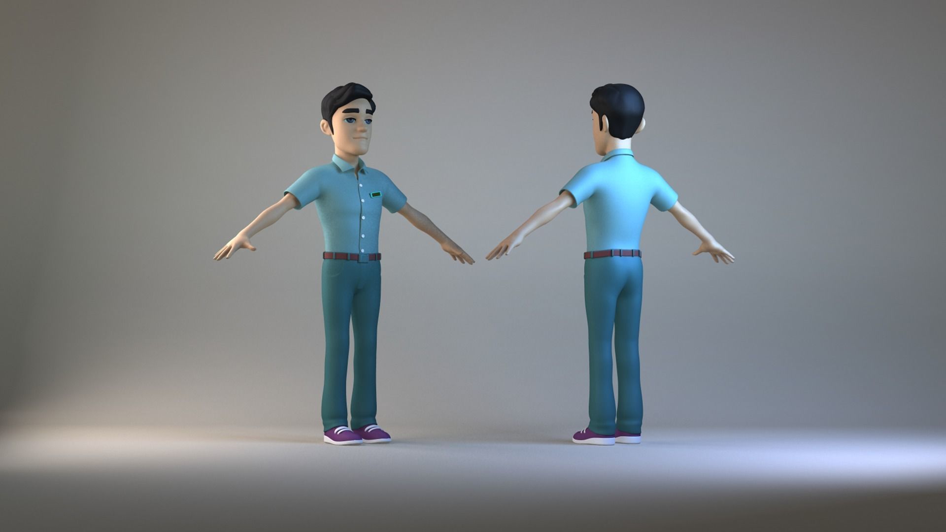 Cartoon boss bearded man suit man animated character 3D model_3