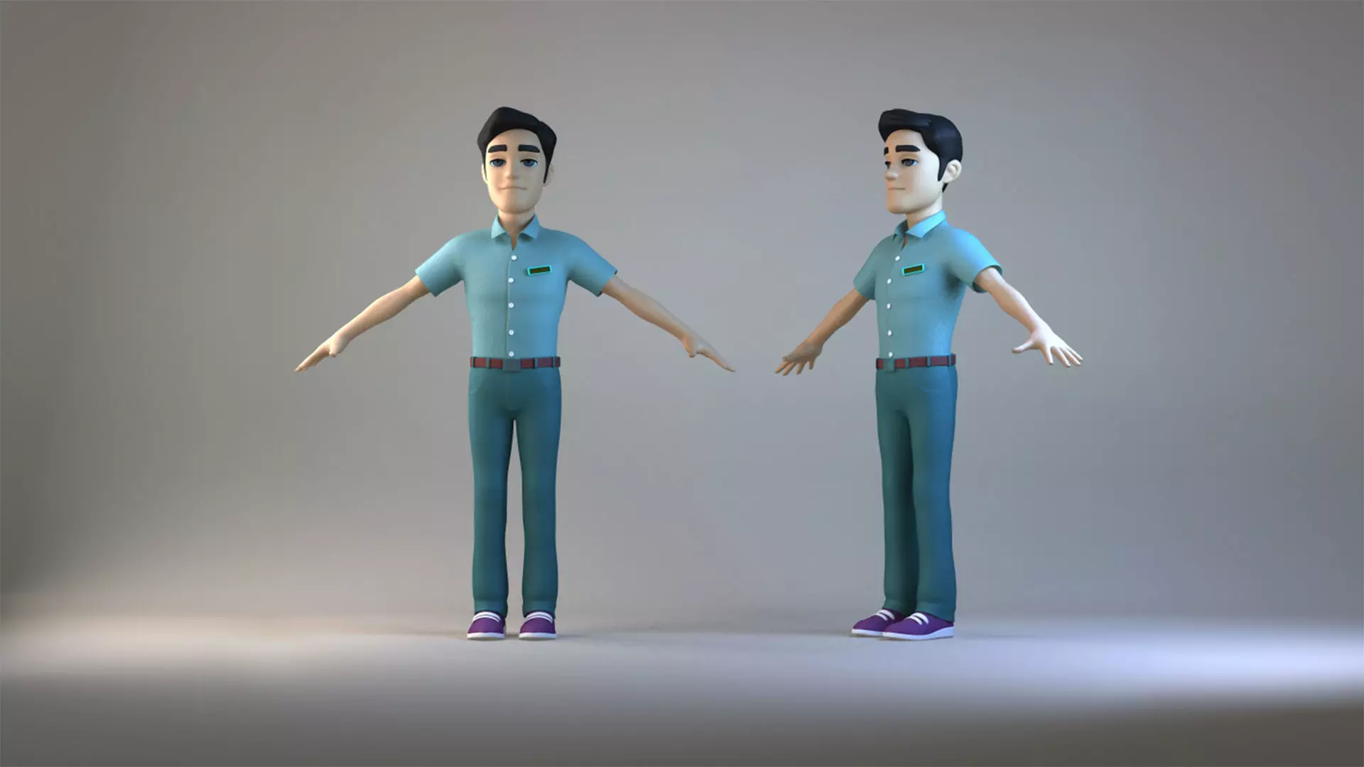Cartoon boss bearded man suit man animated character 3D model_0