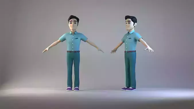 Cartoon boss bearded man suit man animated character 3D model