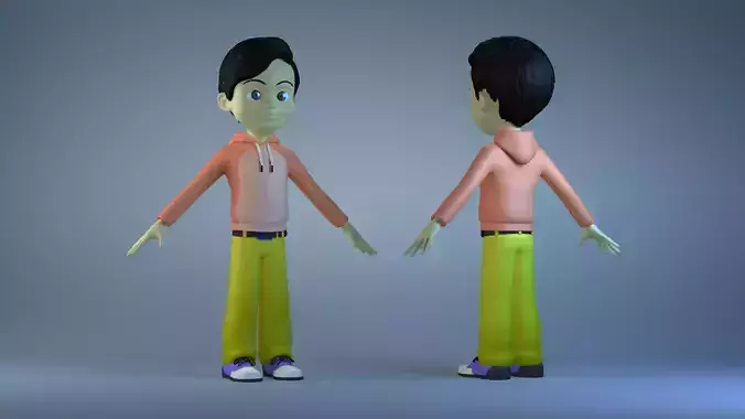 Animated characters schoolchildren 3D model