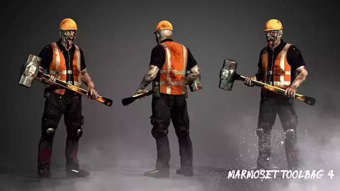 Animated Low poly Game Ready Zombie Builder Low-poly 3D model