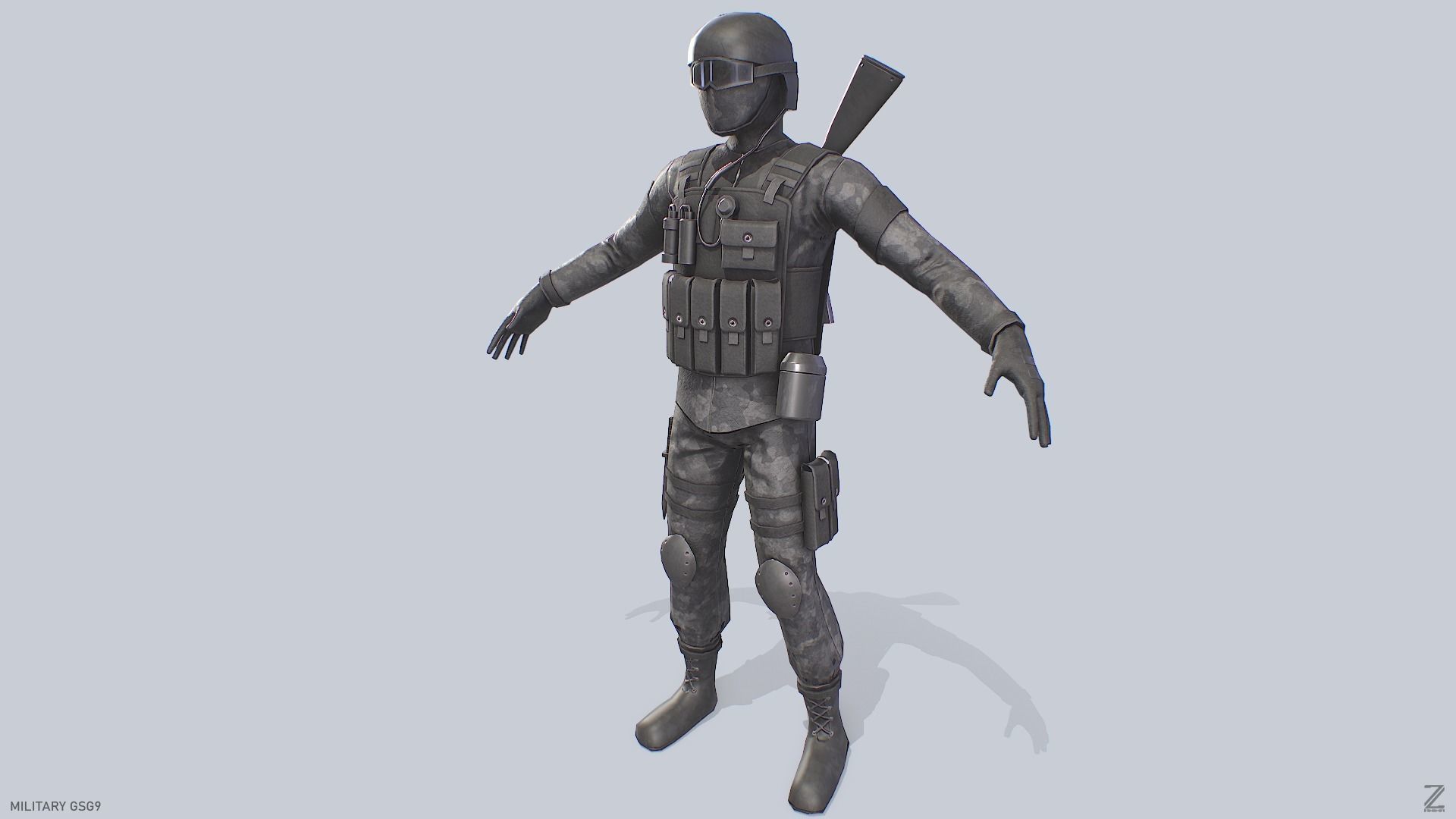 Military GSG9 Low-poly 3D model_4