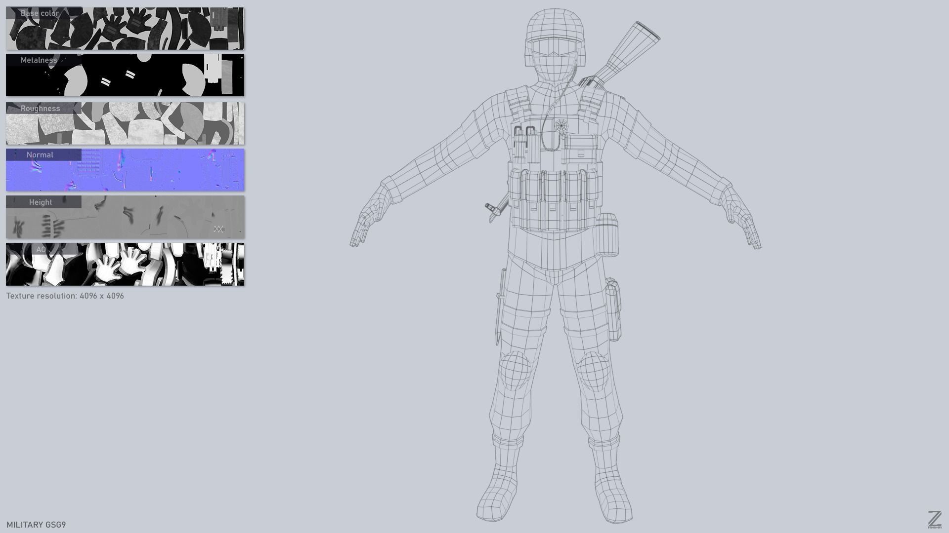 Military GSG9 Low-poly 3D model_3