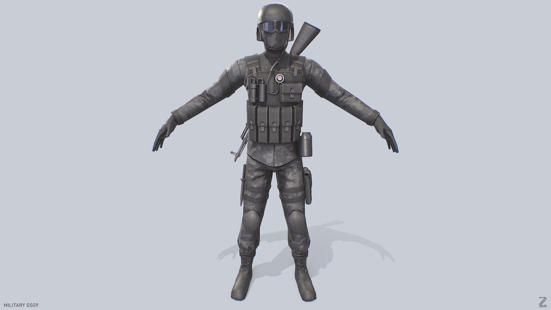 Military GSG9 Low-poly 3D model_2
