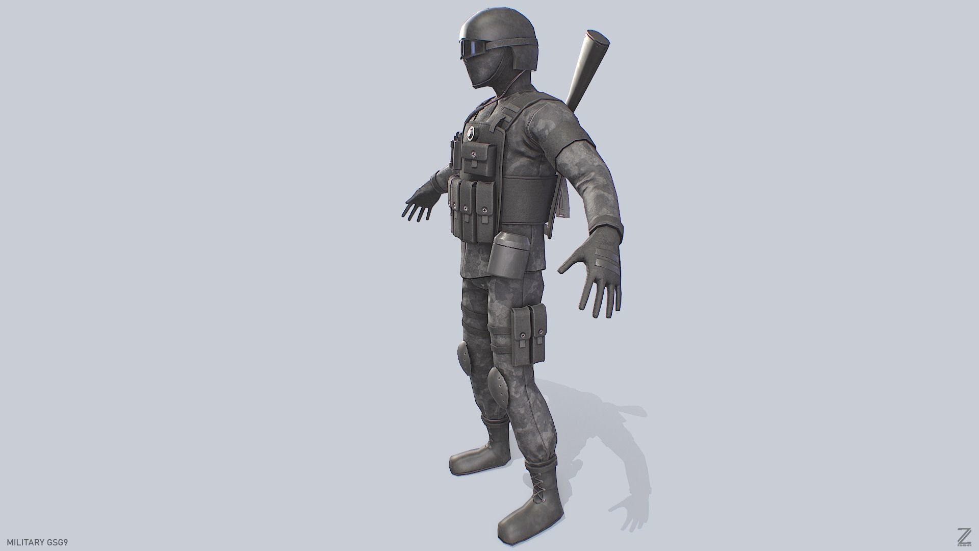 Military GSG9 Low-poly 3D model_5