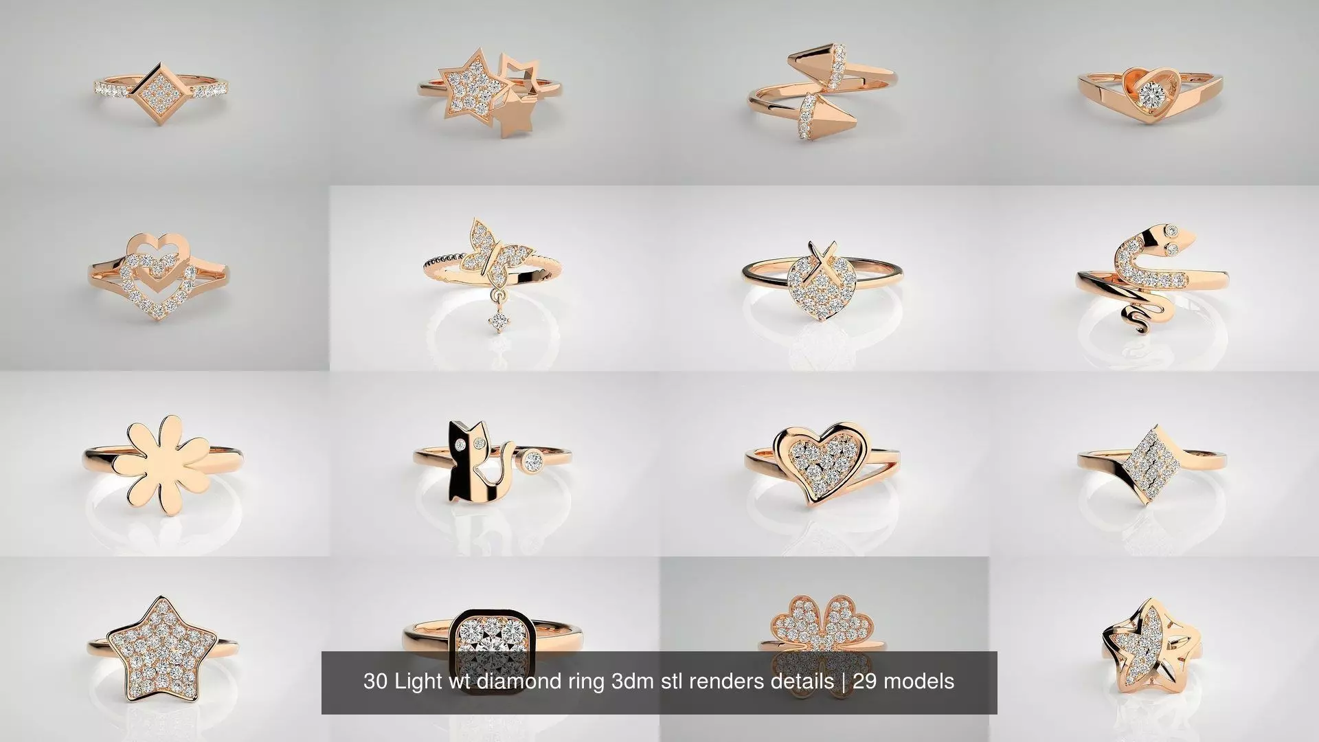 30 Light wt diamond ring 3dm stl renders details 3D Model Collection_0