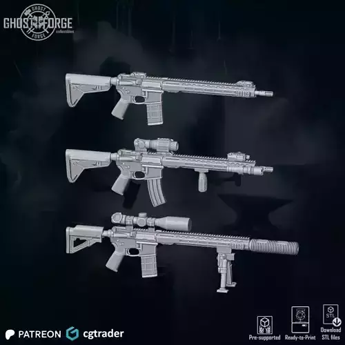 Pack RIFLES23 - 3 Items 3D print model Pack RIFLES23 - 3 Items 3D print model