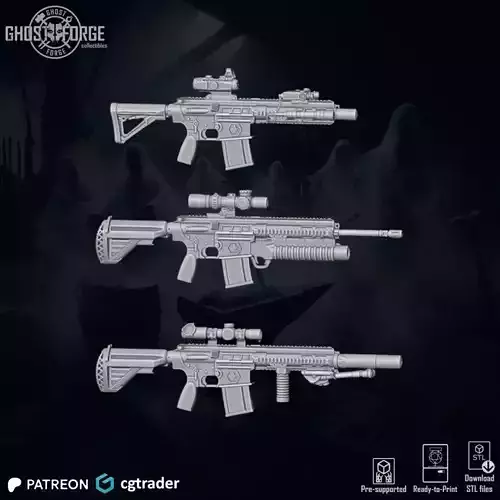 Pack RIFLES22 - 3 Items 3D print model Pack RIFLES22 - 3 Items 3D print model