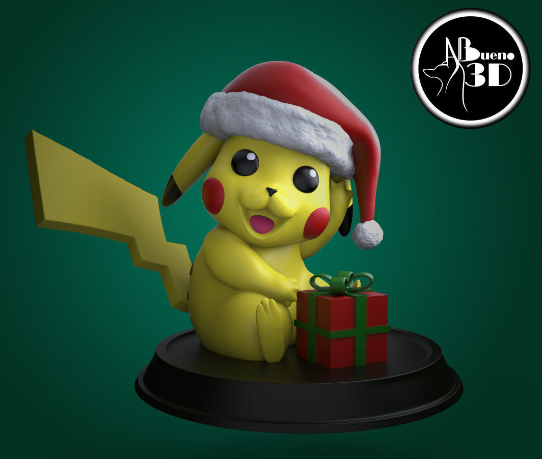 Merry Christmas Pikachu 3D model 3D printable | CGTrader