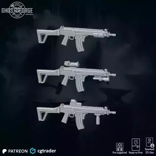 Pack RIFLES02 - 3 Items 3D print model Pack RIFLES02 - 3 Items 3D print model