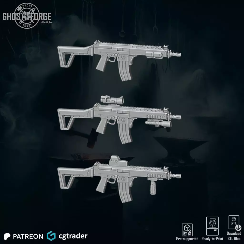 Pack RIFLES02 - 3 Items 3D print model_0