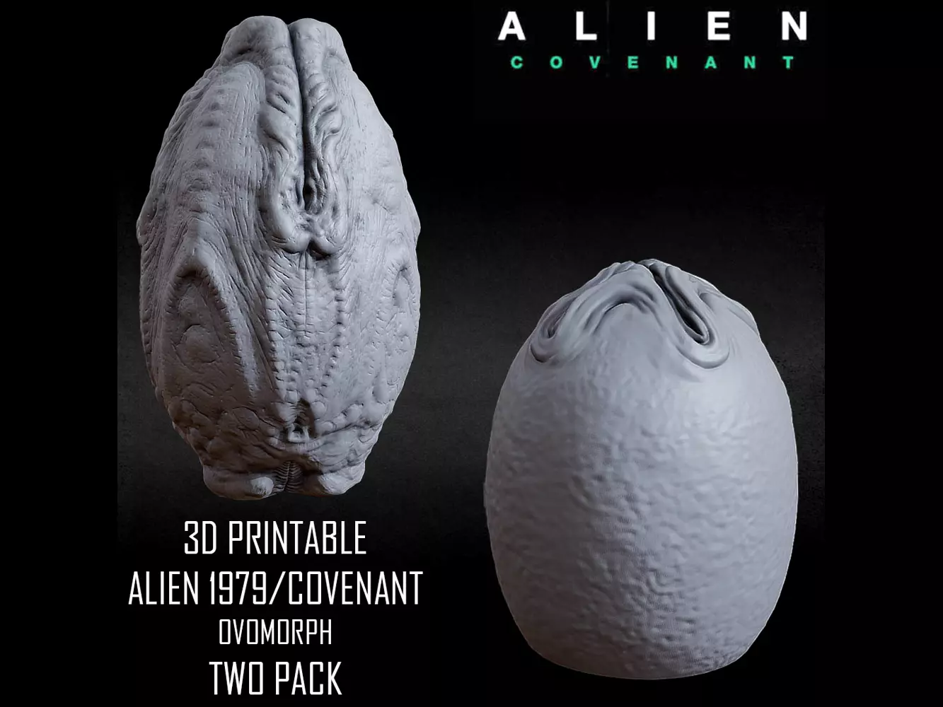 3D PRINTABLE ALIEN EGG 1979 COVENANT FLAT BOTTOM TWO PACK 3D print model_0