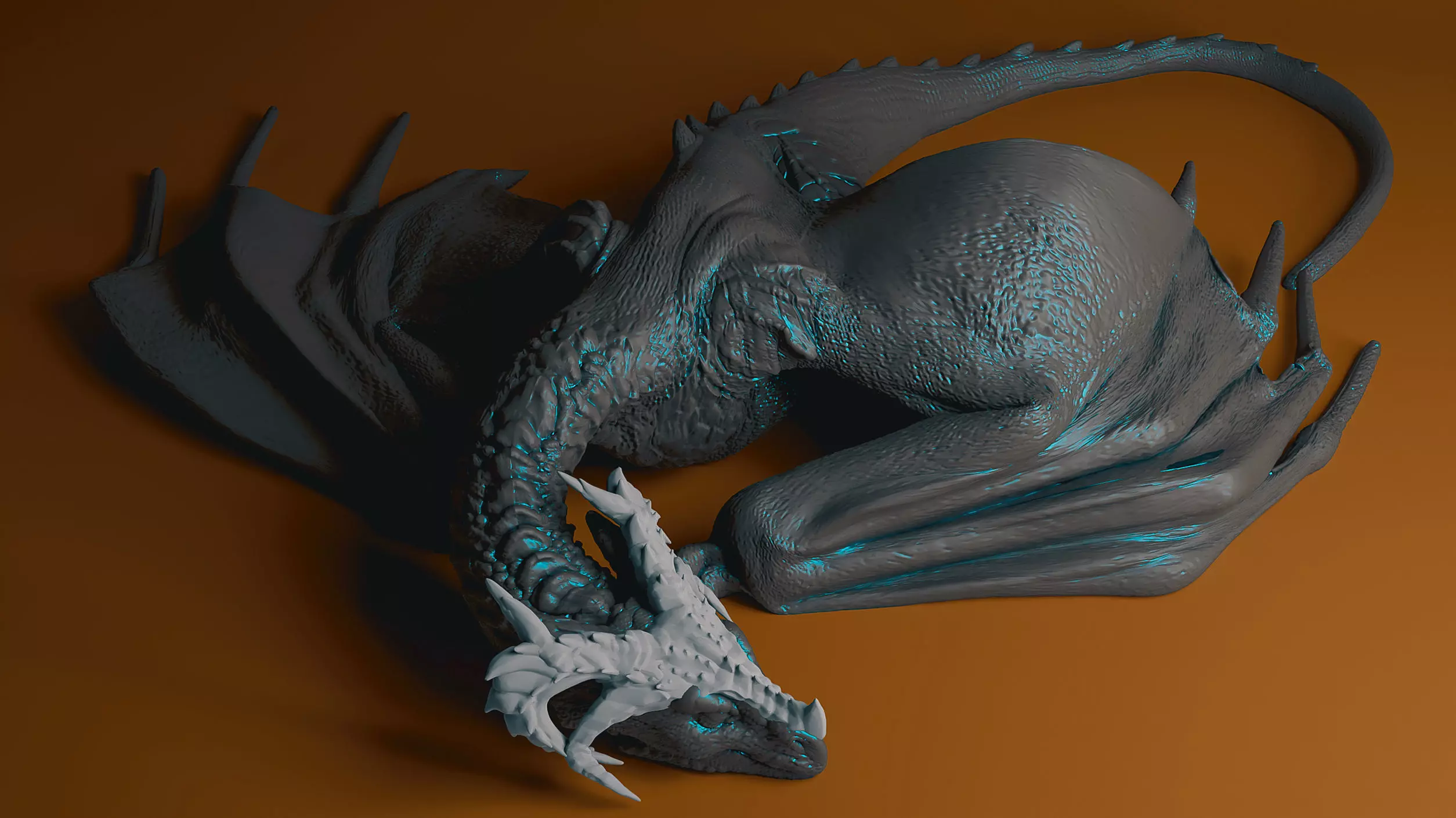 Dragon wyvern sleeping printeable 3D print model_0
