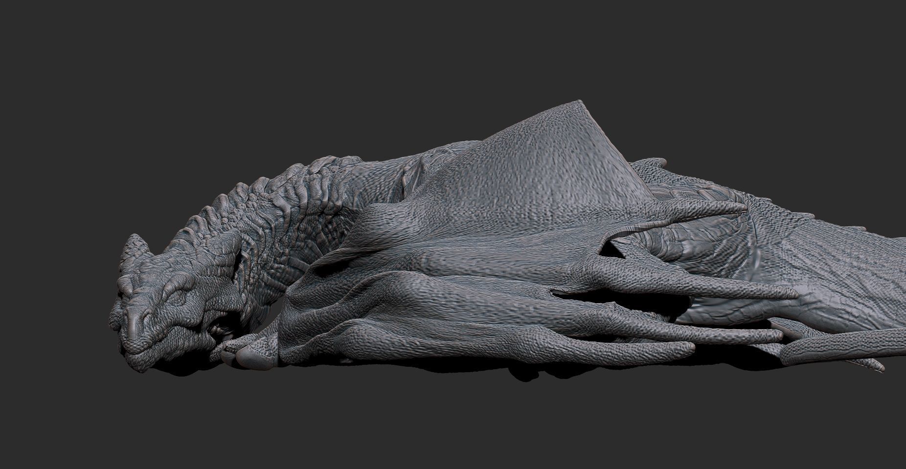Dragon wyvern sleeping printeable 3D print model_3