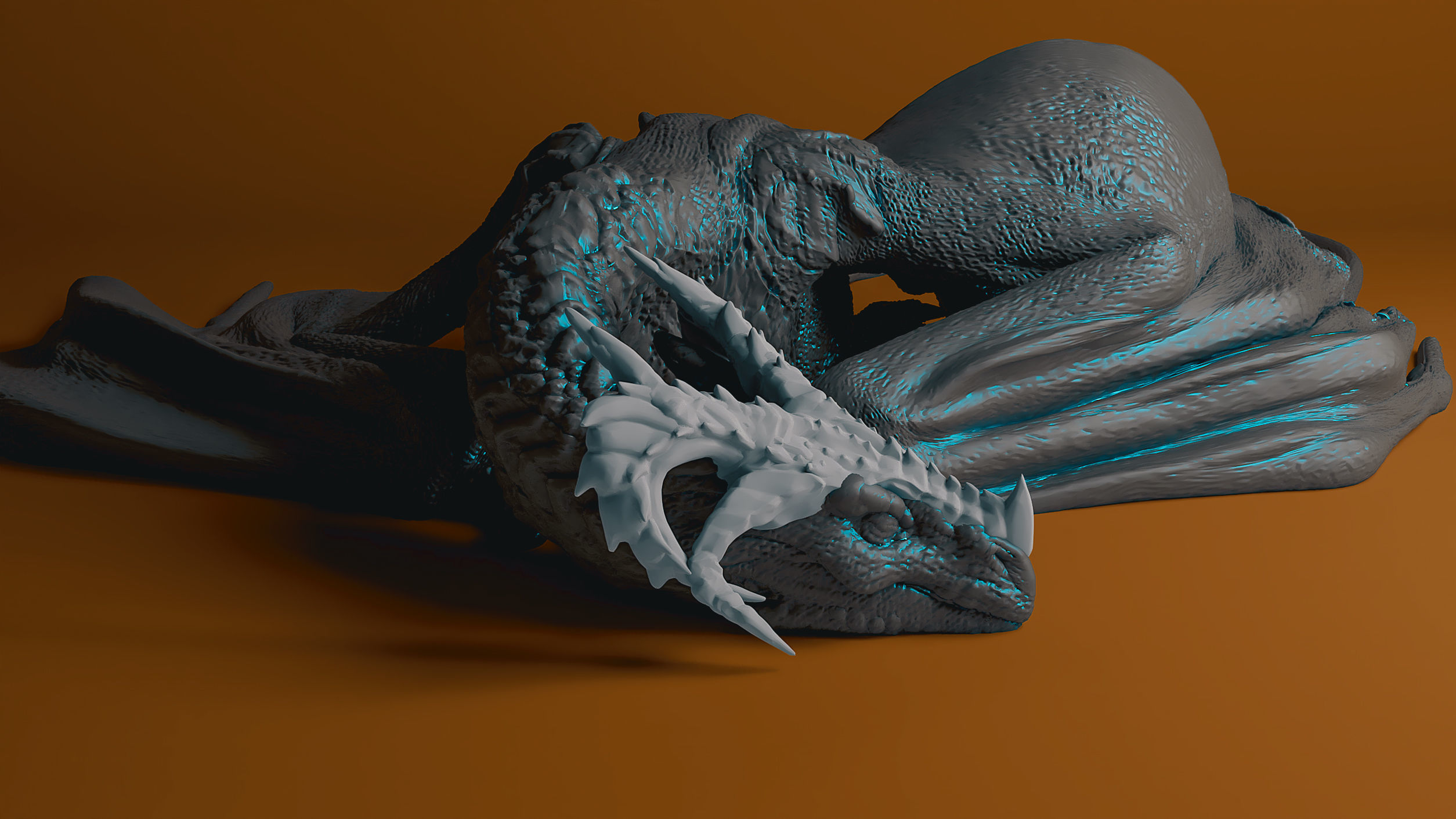 Dragon wyvern sleeping printeable 3D print model_1