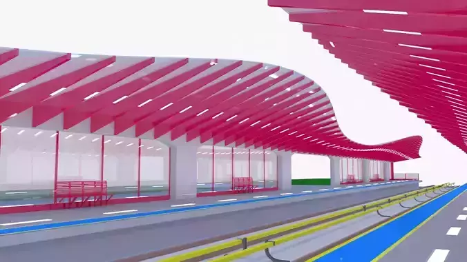 Railway station concept 3D model