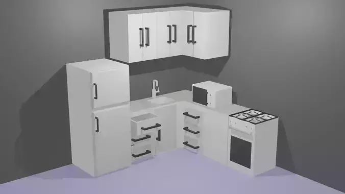low poly kitchen pack Low-poly 3D model