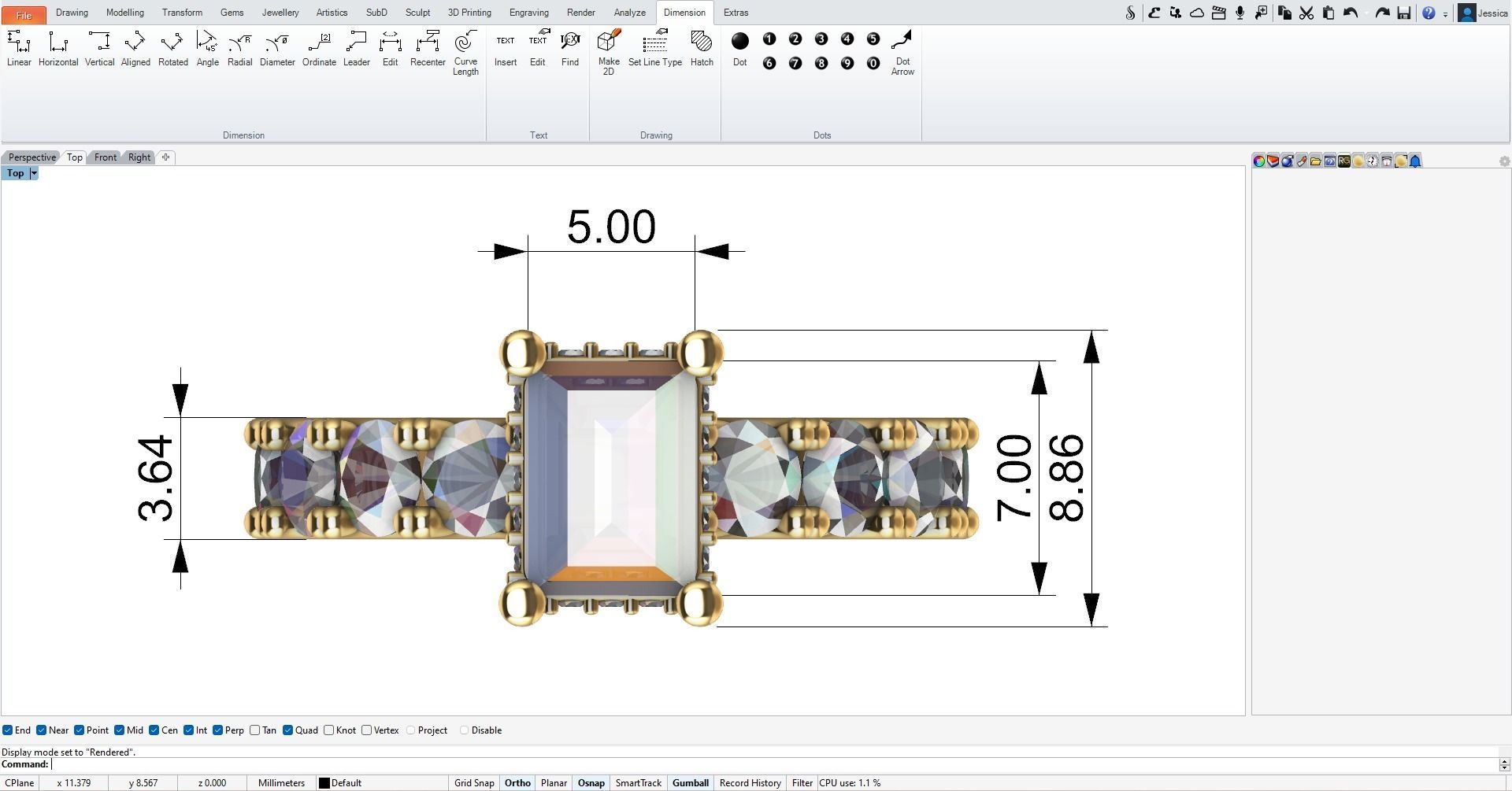 Baguette Engagemet Ring 3D print model_3
