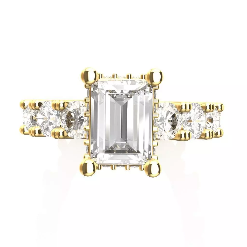 Baguette Engagemet Ring 3D print model_0