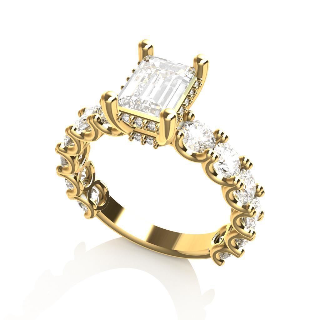 Baguette Engagemet Ring 3D print model_2