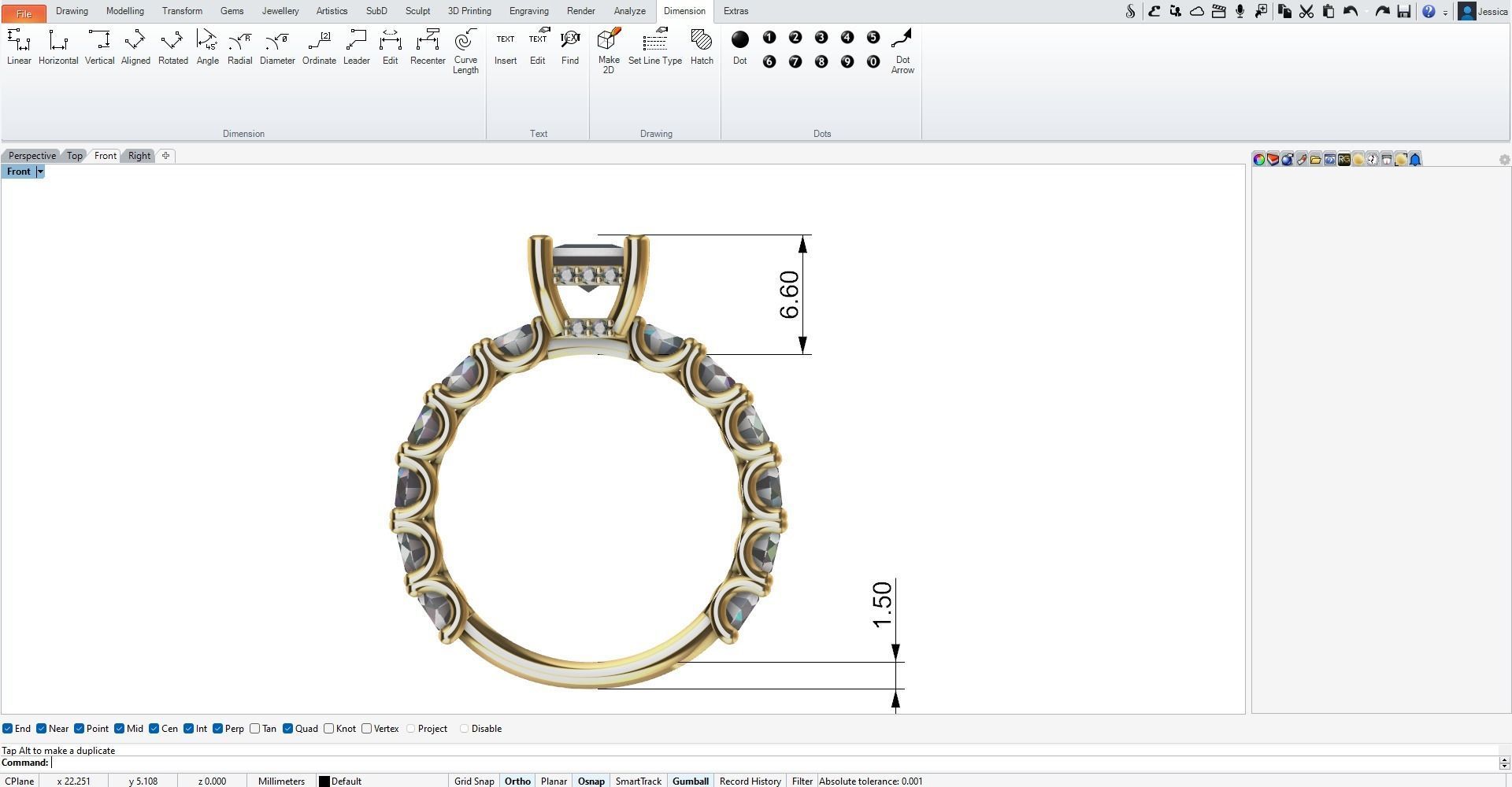 Baguette Engagemet Ring 3D print model_5