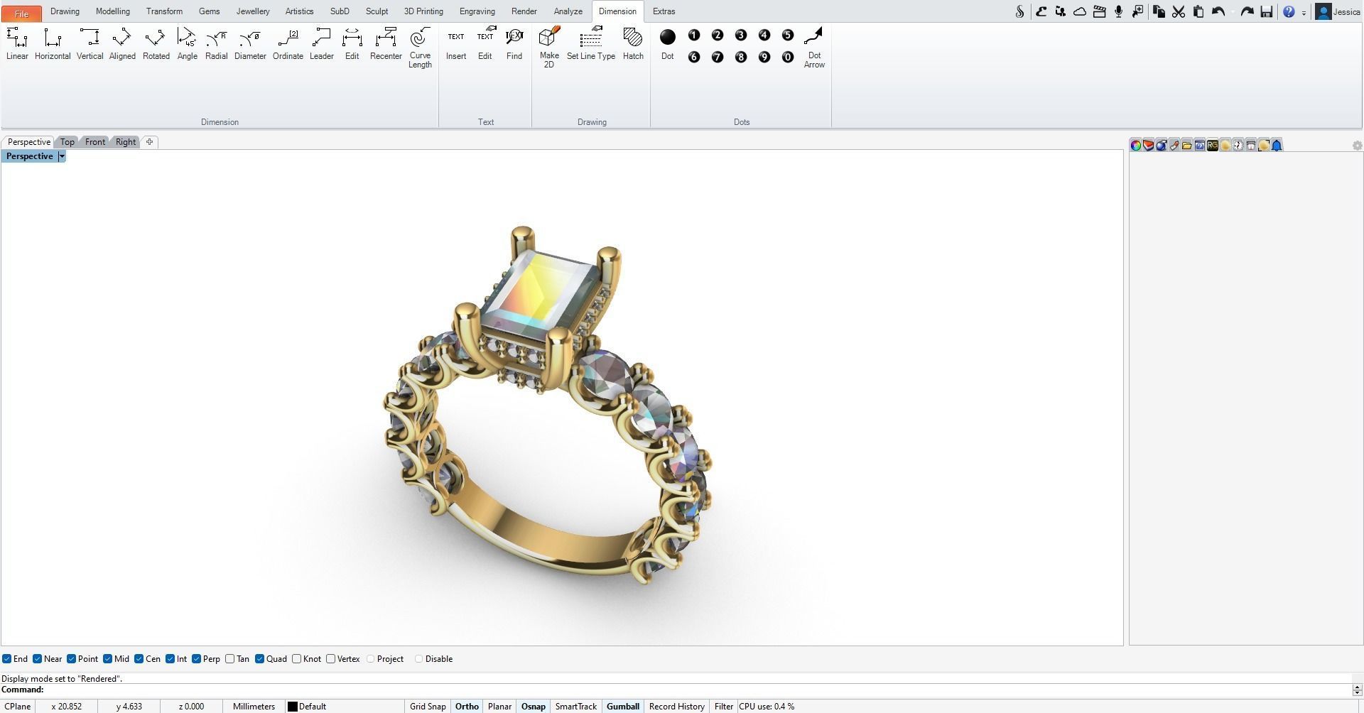 Baguette Engagemet Ring 3D print model_4