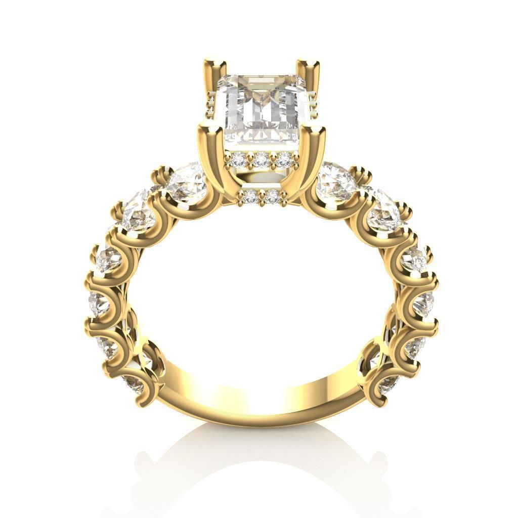 Baguette Engagemet Ring 3D print model_1