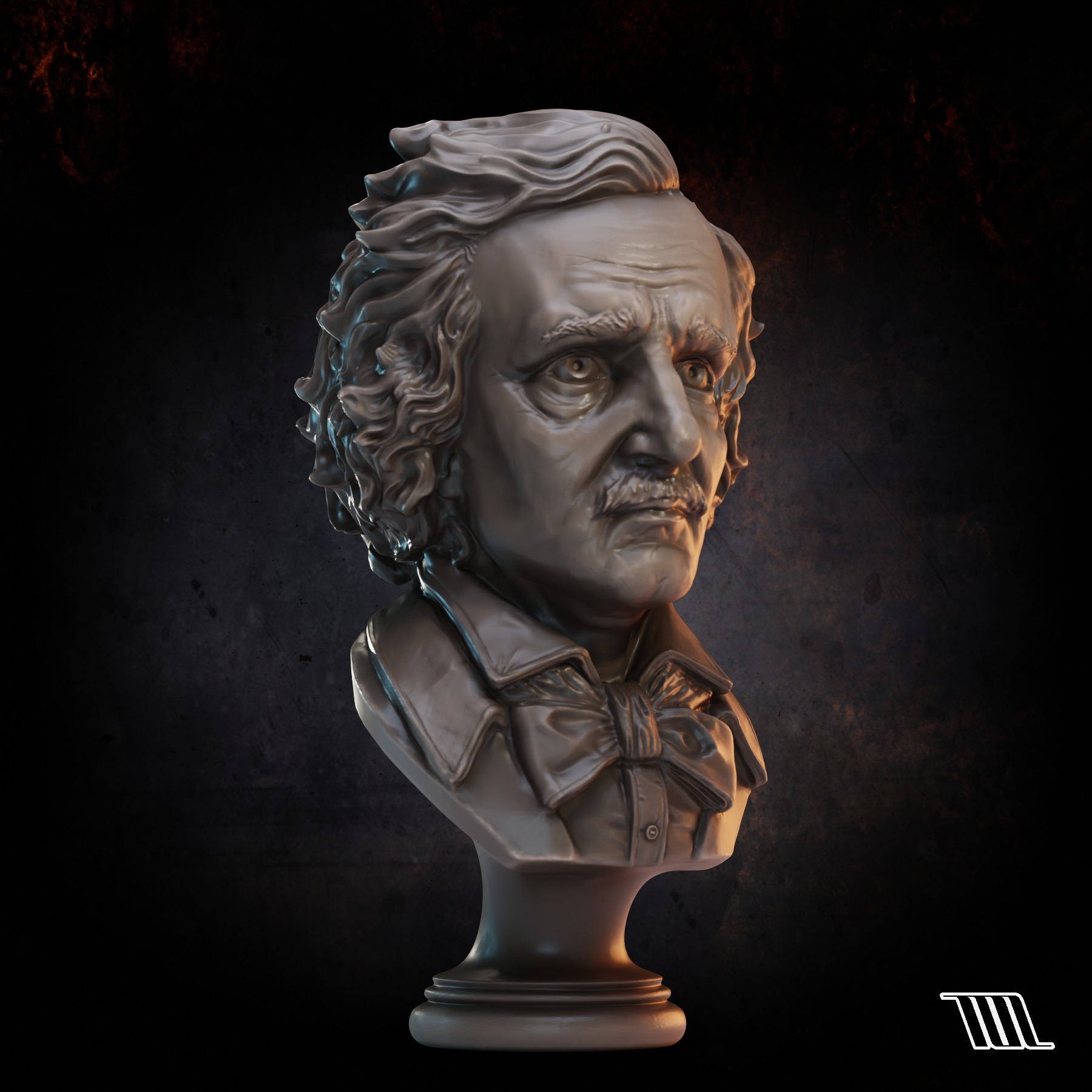 Edgar Alan Poe Bust 3D print model_2