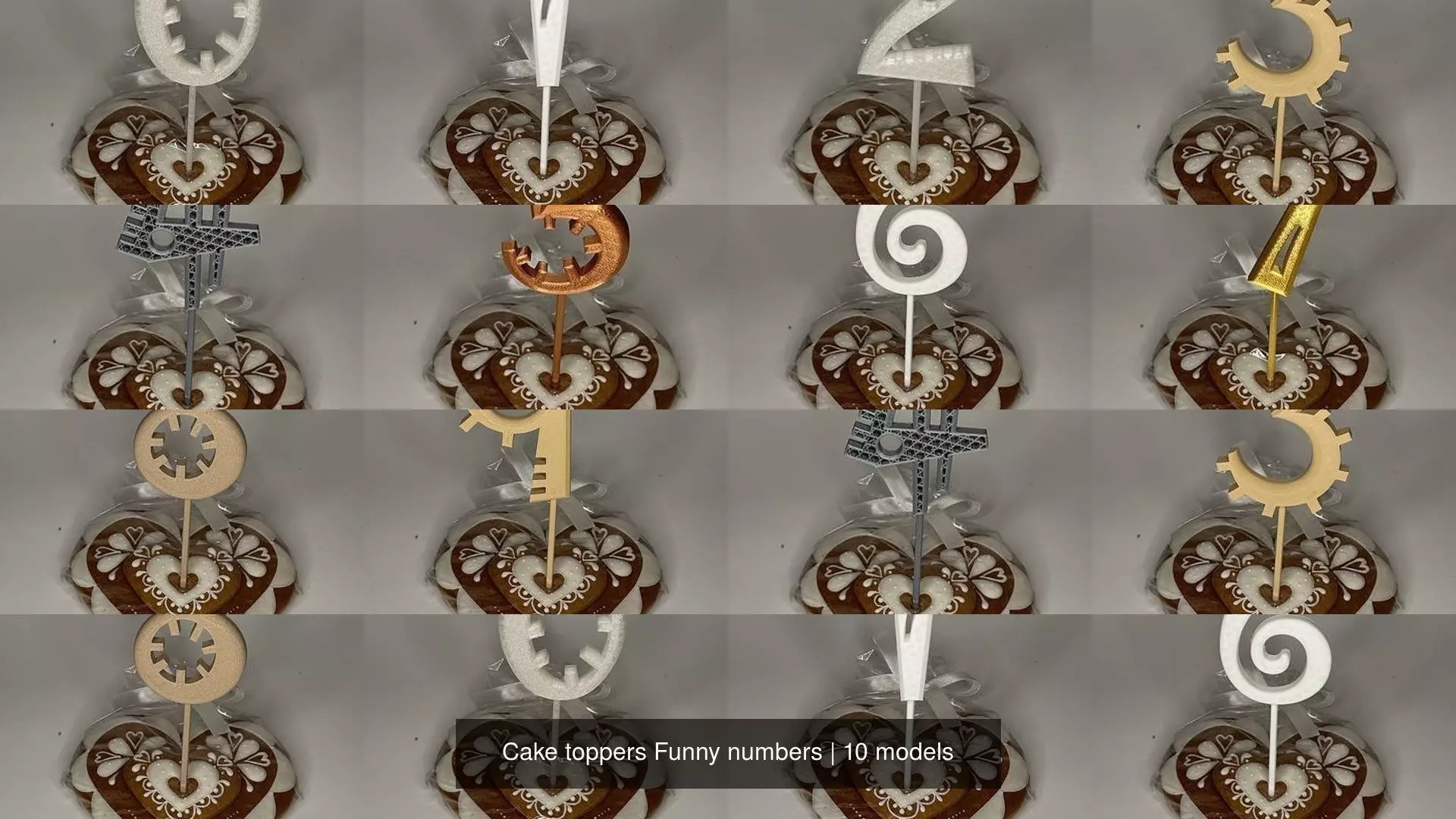 Cake toppers Funny numbers 3D Model Collection_1