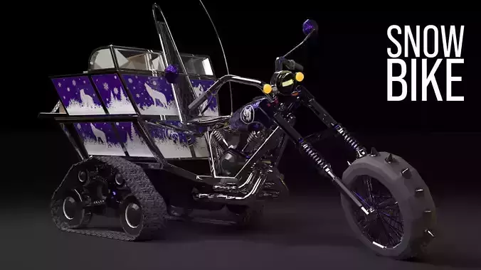 Snow Bike Low-poly 3D model