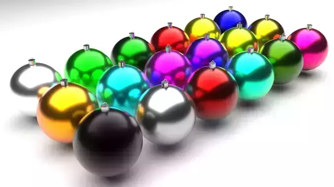 Christmas Balls Set With Different Colors 3D model