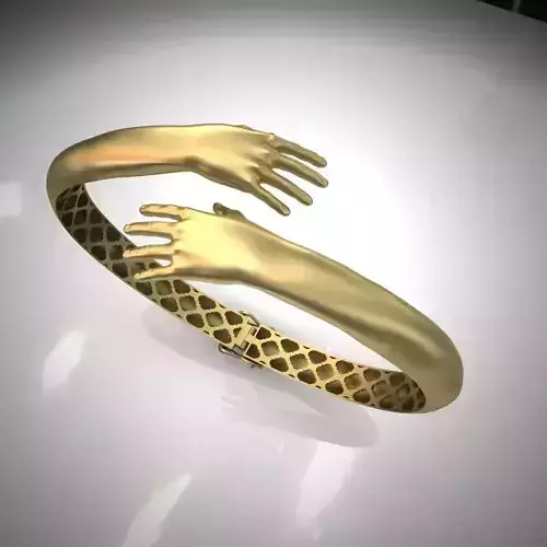 Hug gold bracelet  gold and silver hand design 3D print model