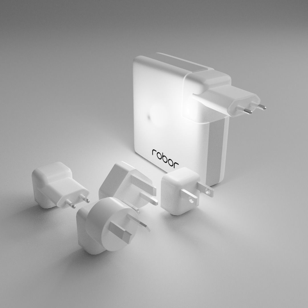 Robor R600 6700MAH 2A Wireless Charging Powerbank Low-poly 3D model_1