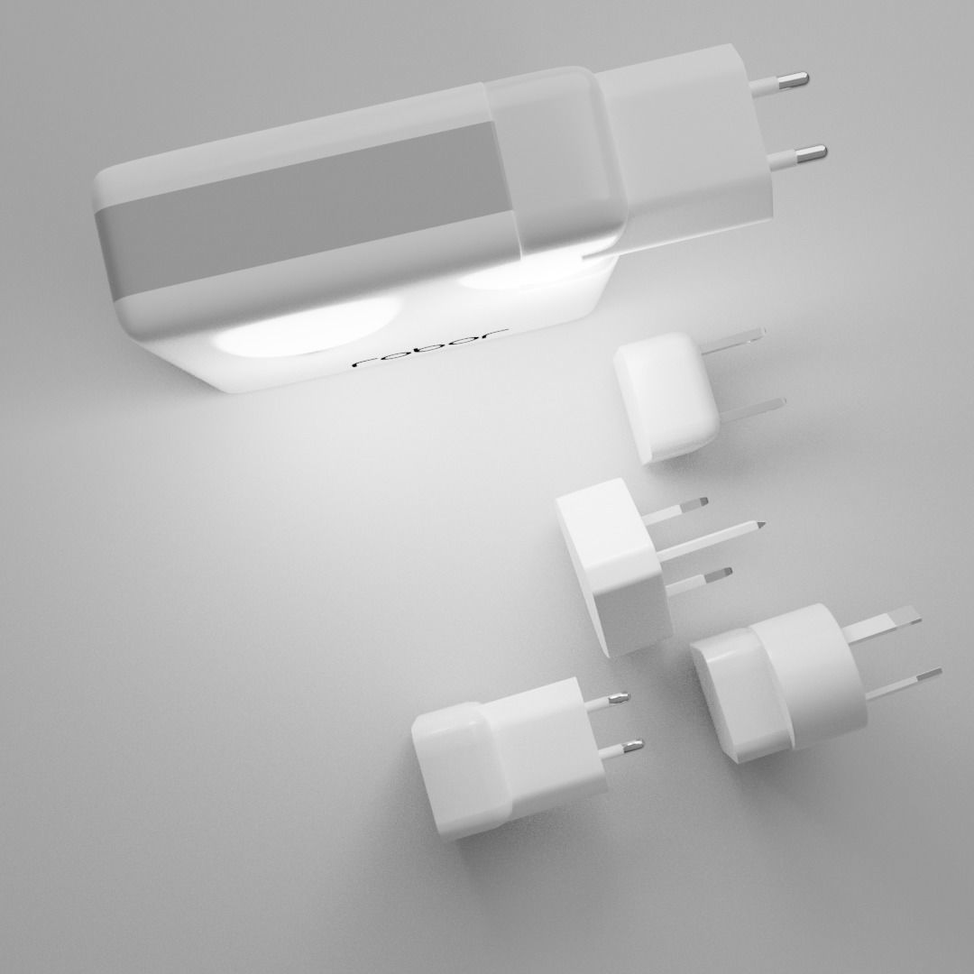 Robor R600 6700MAH 2A Wireless Charging Powerbank Low-poly 3D model_3