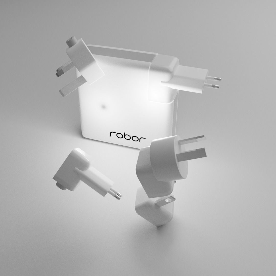 Robor R600 6700MAH 2A Wireless Charging Powerbank Low-poly 3D model_10