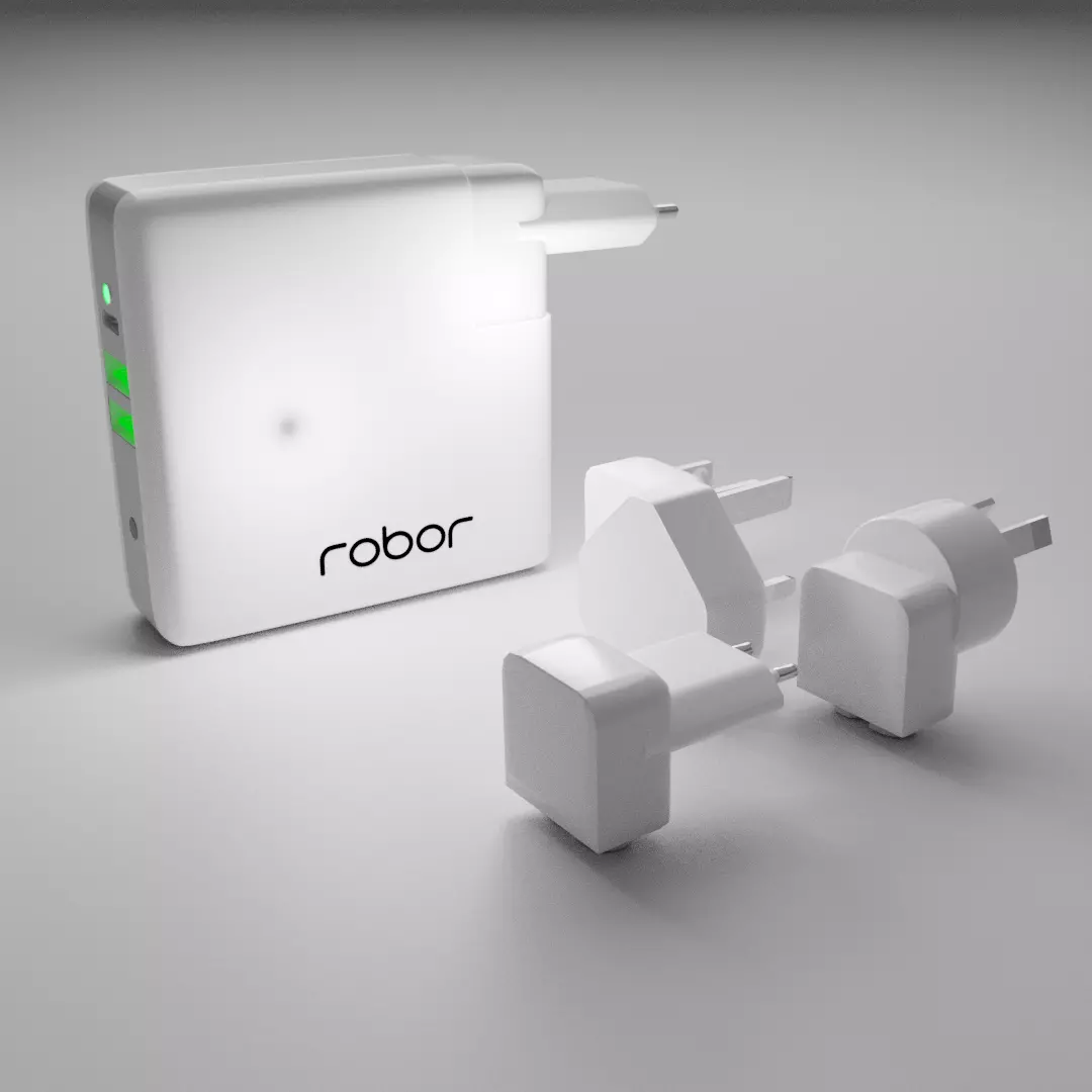 Robor R600 6700MAH 2A Wireless Charging Powerbank Low-poly 3D model_0