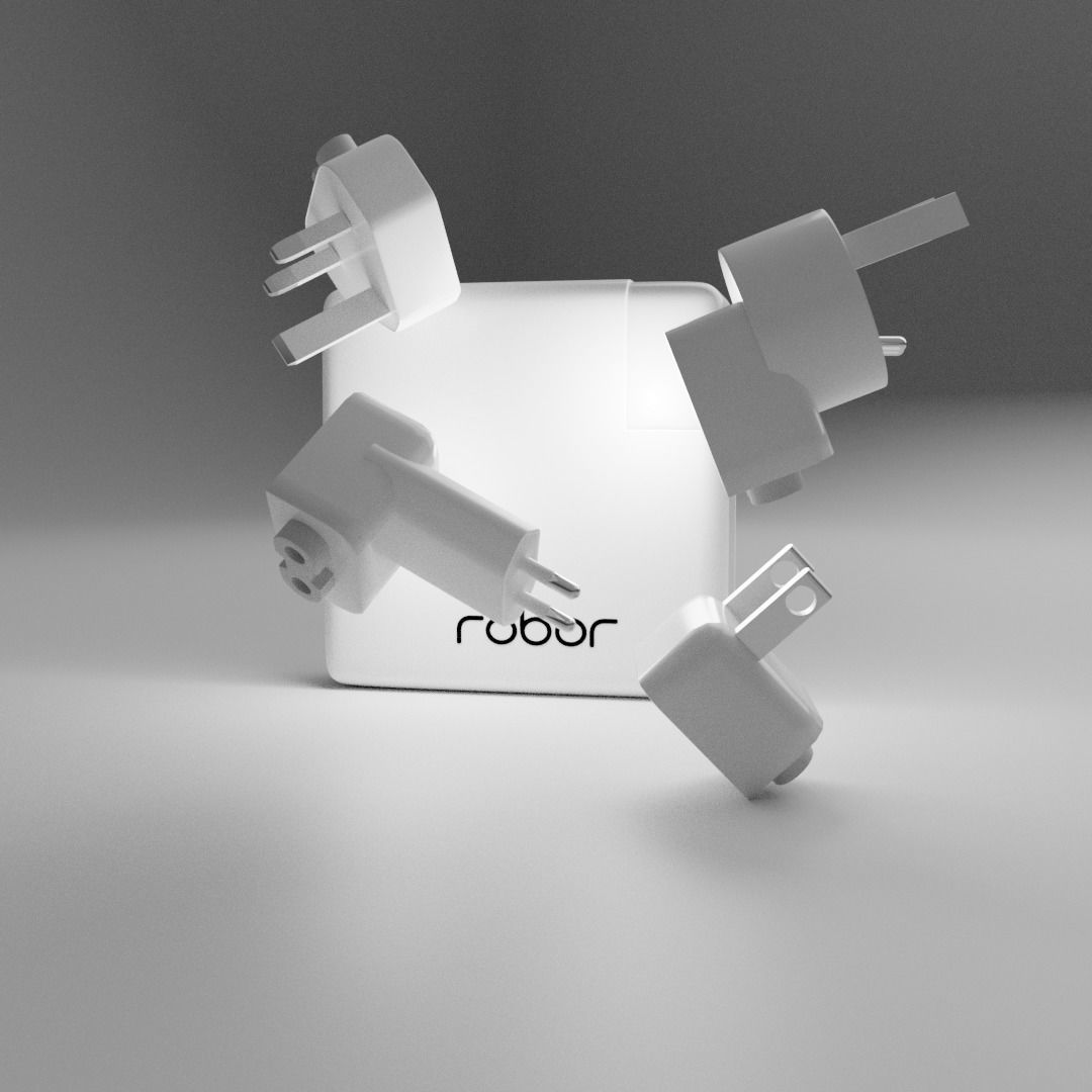 Robor R600 6700MAH 2A Wireless Charging Powerbank Low-poly 3D model_9