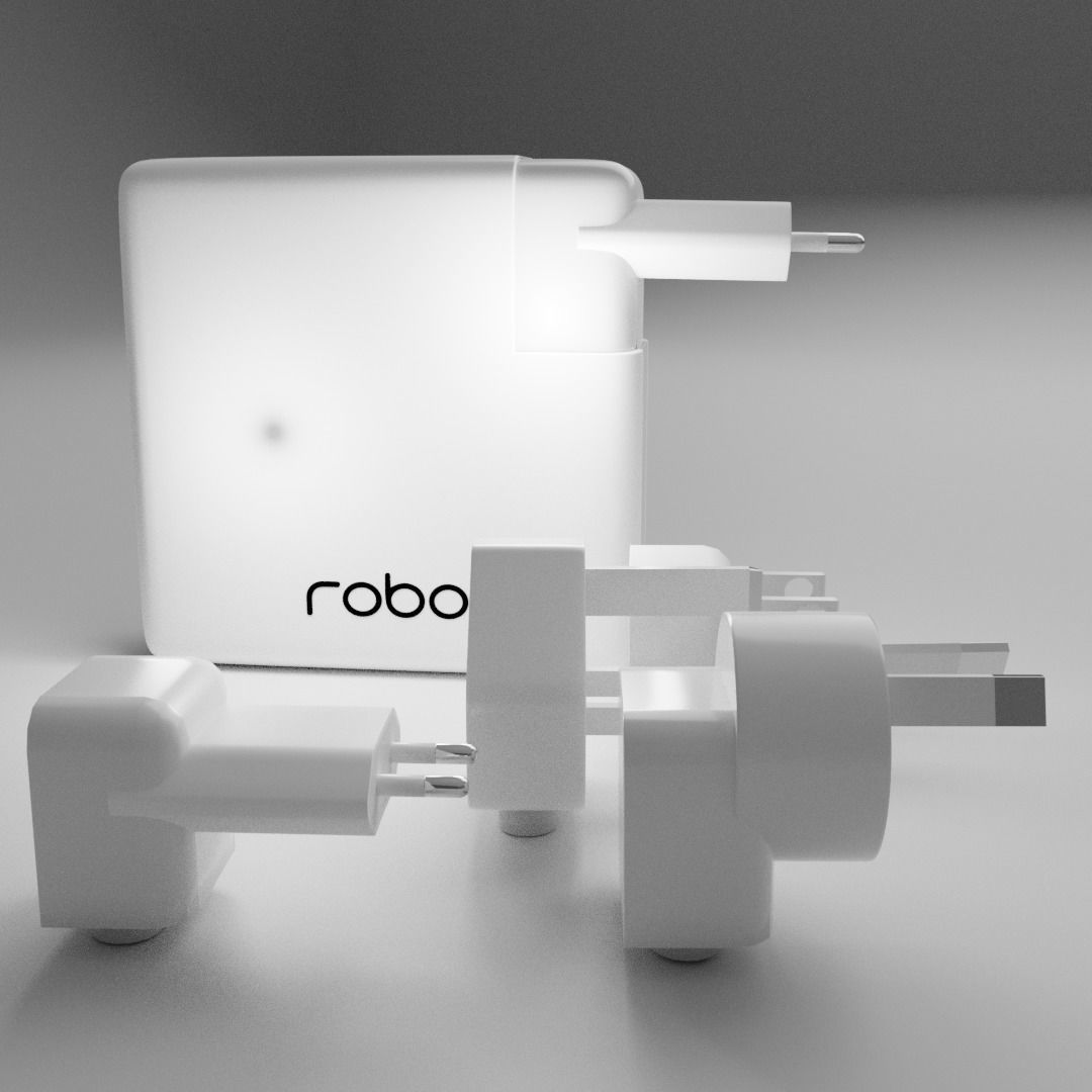 Robor R600 6700MAH 2A Wireless Charging Powerbank Low-poly 3D model_4