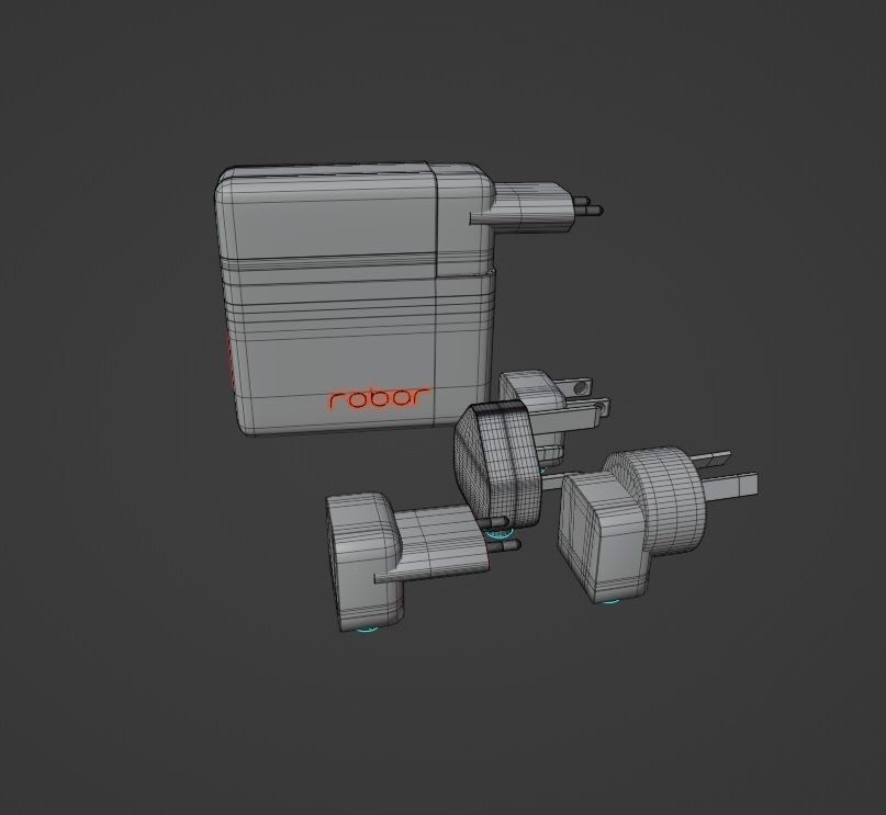 Robor R600 6700MAH 2A Wireless Charging Powerbank Low-poly 3D model_12