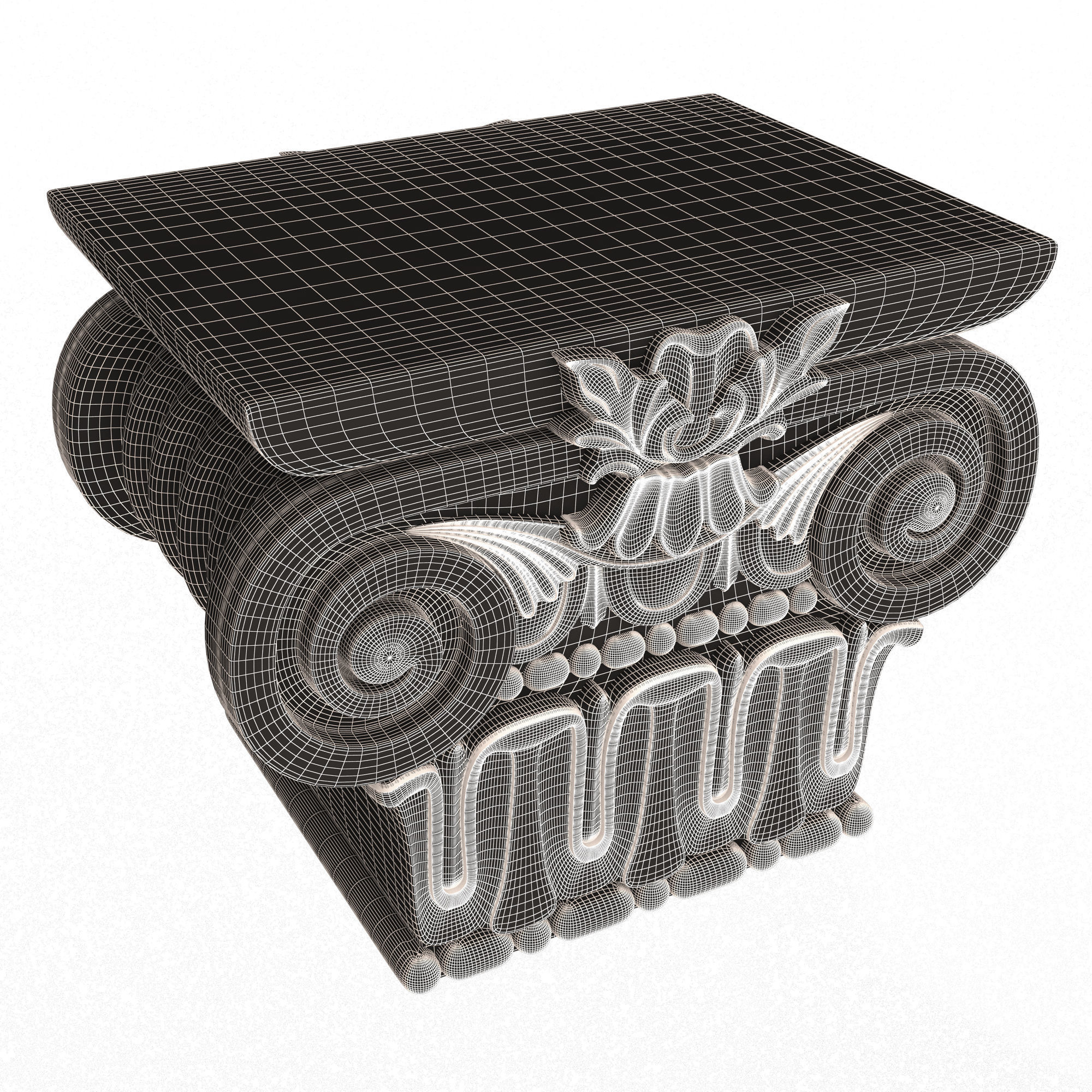 Carved Capital 01002 Low-poly 3D model_7