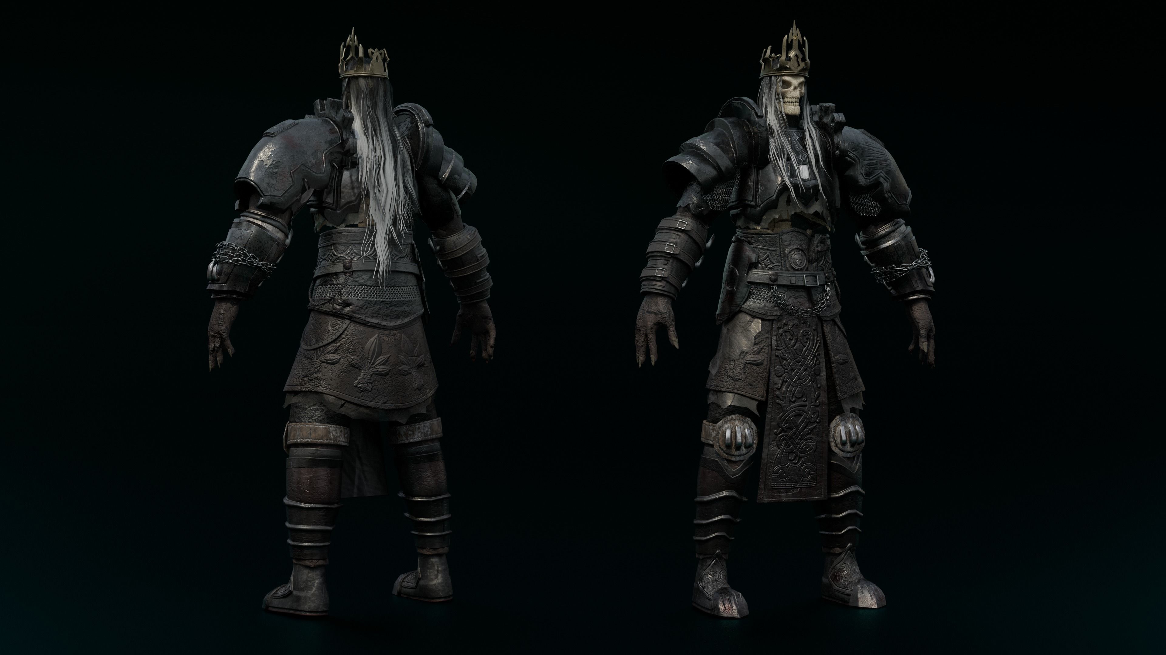skeleton king character Low-poly 3D model_1