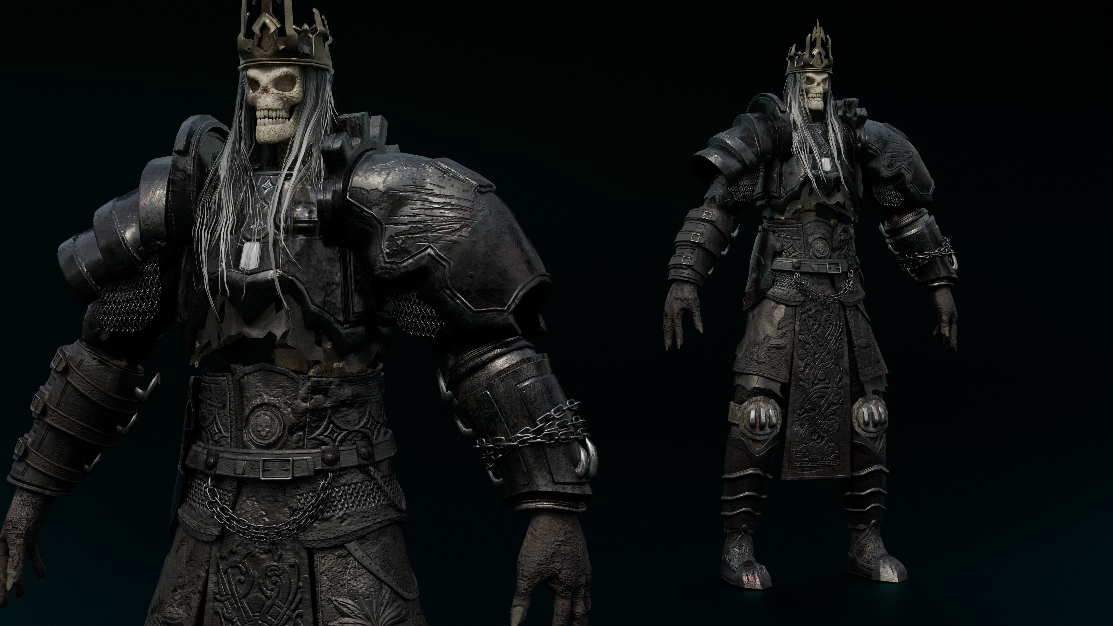 skeleton king character Low-poly 3D model_2
