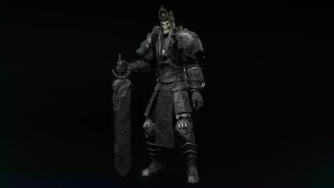 skeleton king character Low-poly 3D model