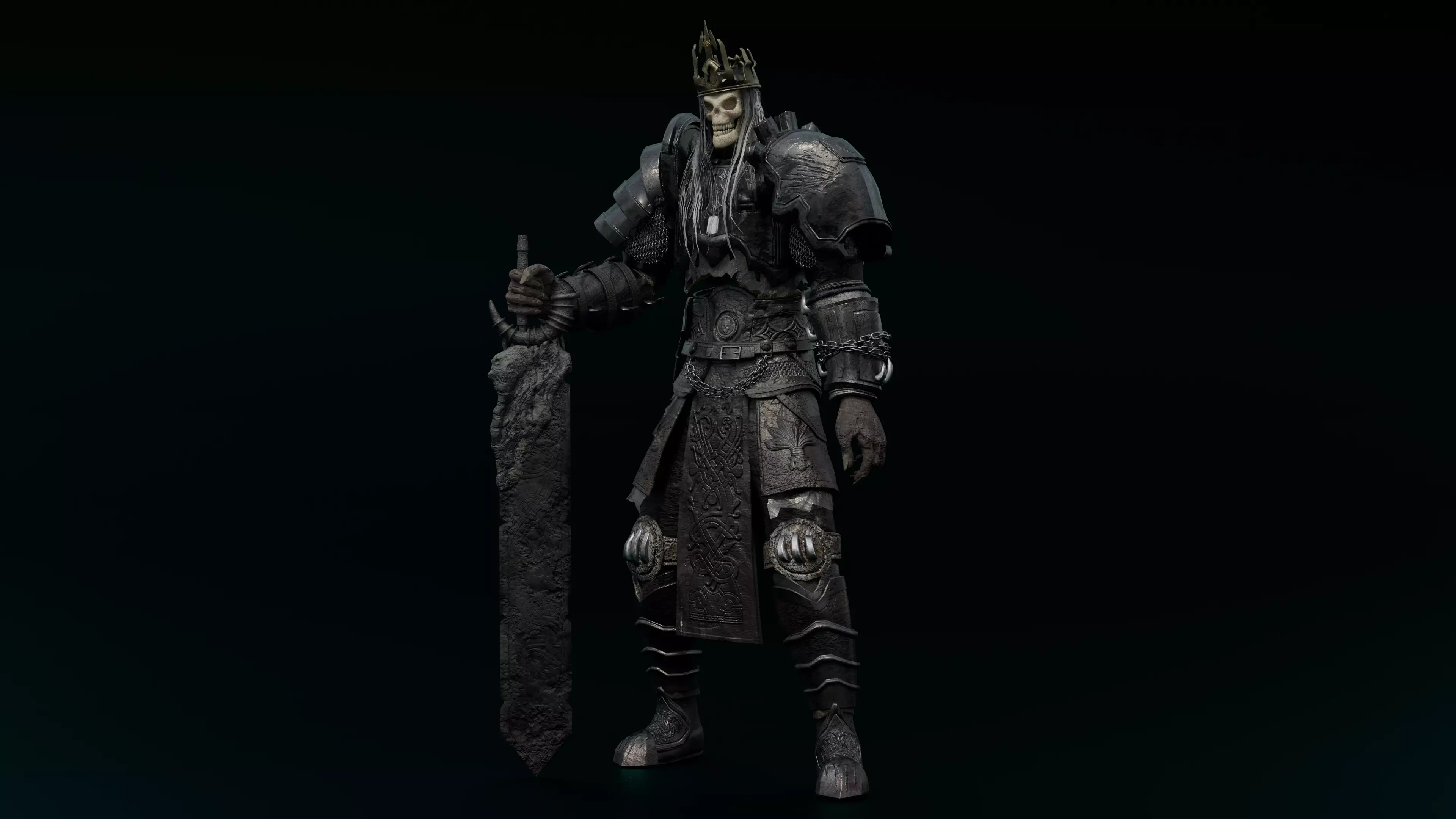 skeleton king character Low-poly 3D model_0